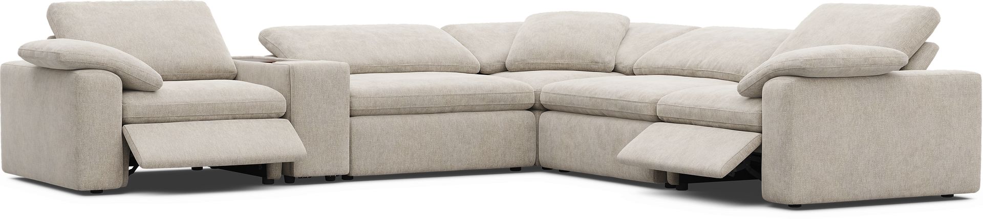 The Flow Gray 6 Pc Dual Power Reclining Sectional - Image 1