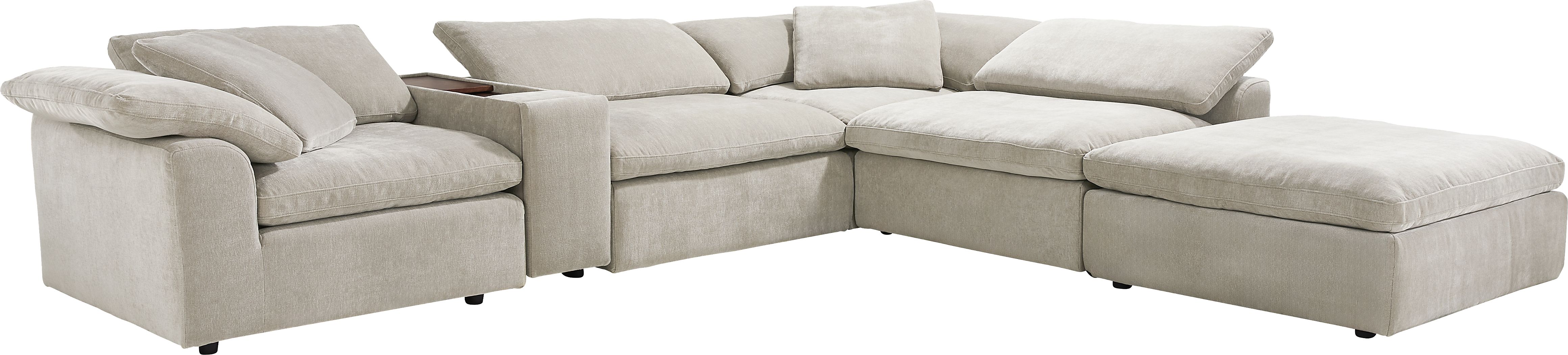 The Flow Gray 6 Pc Sectional with Console