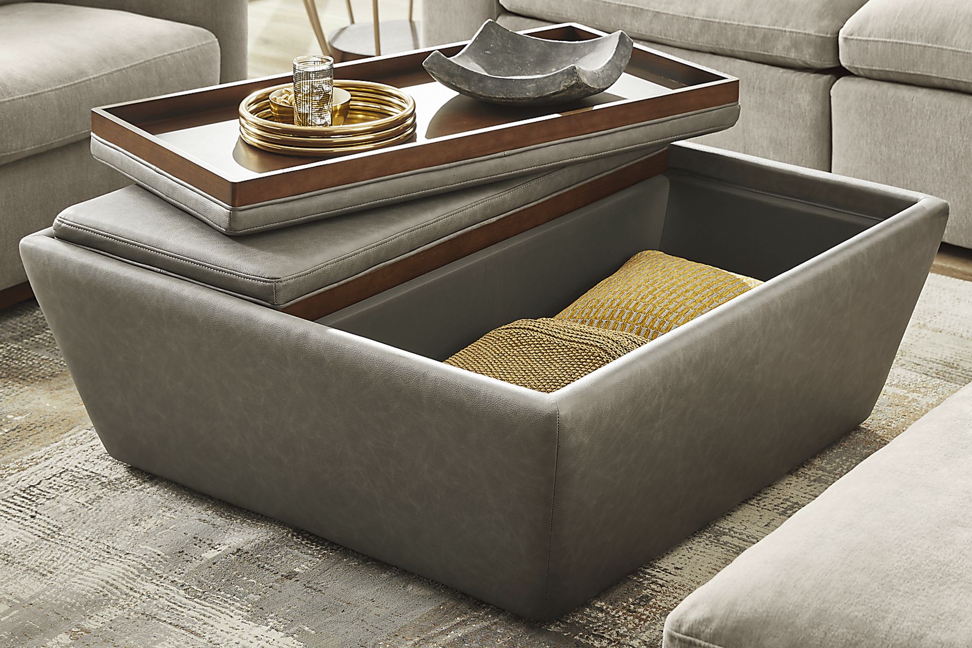 The Flow Gray Storage Ottoman - Image 4