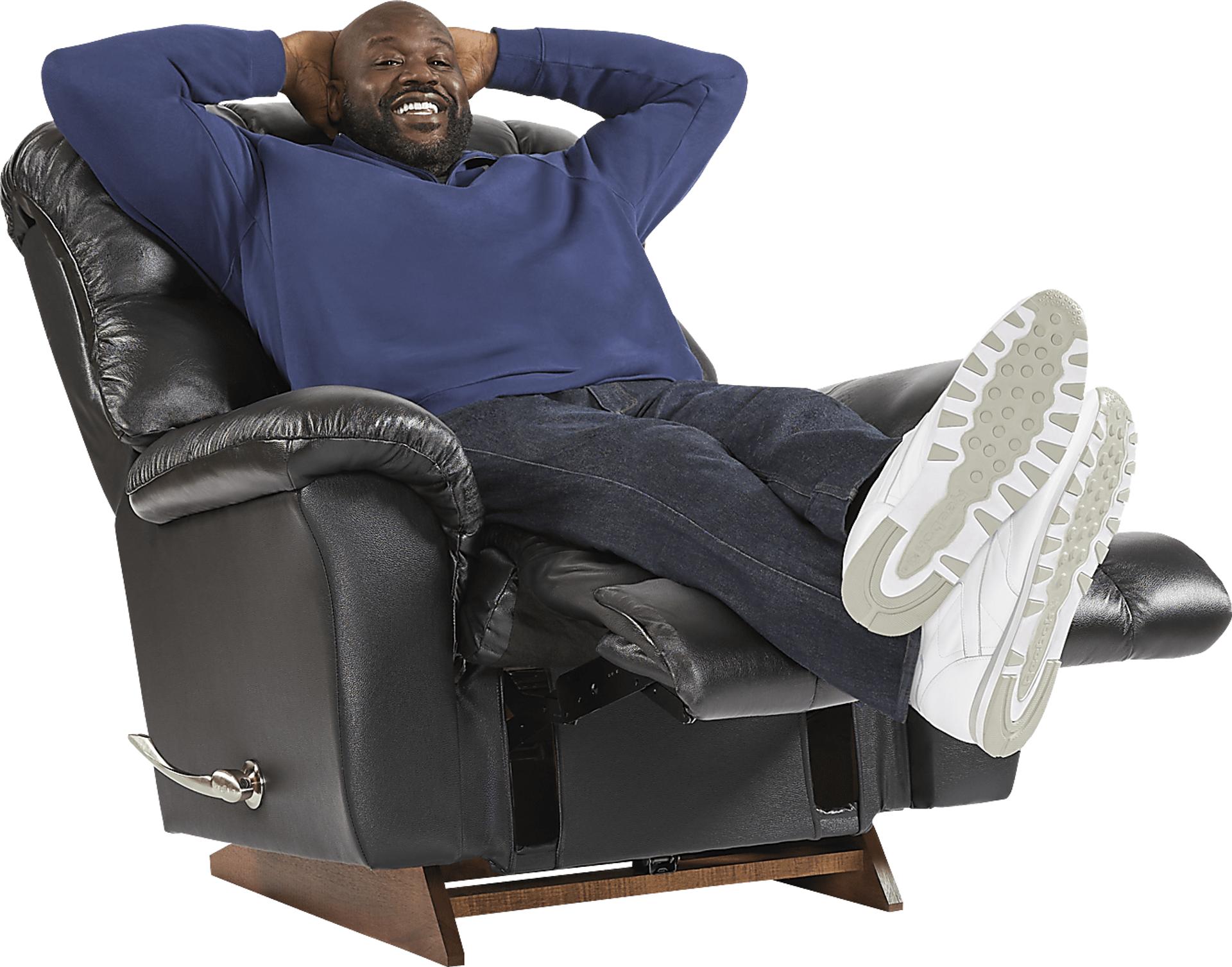 The Shaq Black Leather Rocker Recliner