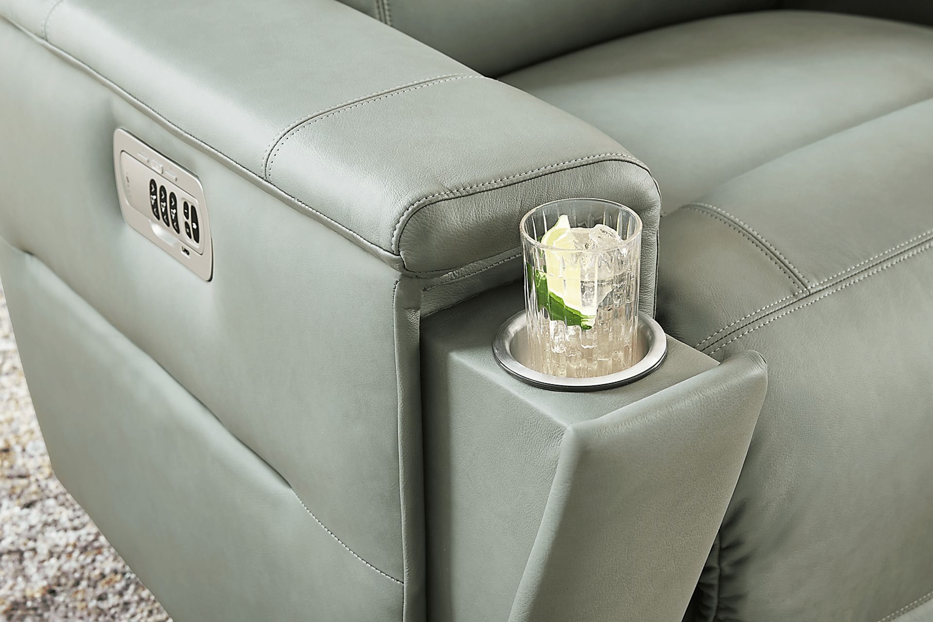 The Shaq II Blue Leather Dual Power Recliner - Image 10