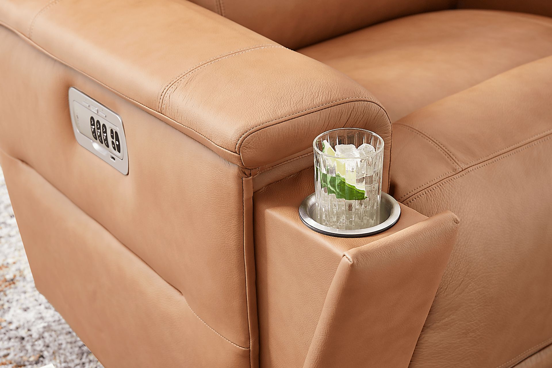 The Shaq II Brown Leather Dual Power Recliner - Image 8