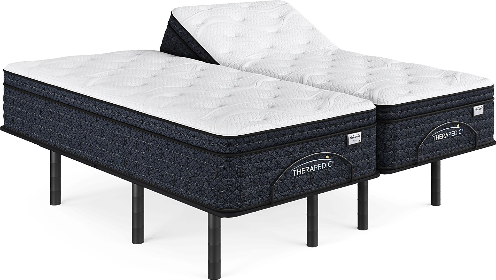 Therapedic Mystic Split King Mattress with Head Up Only Base - Image 1
