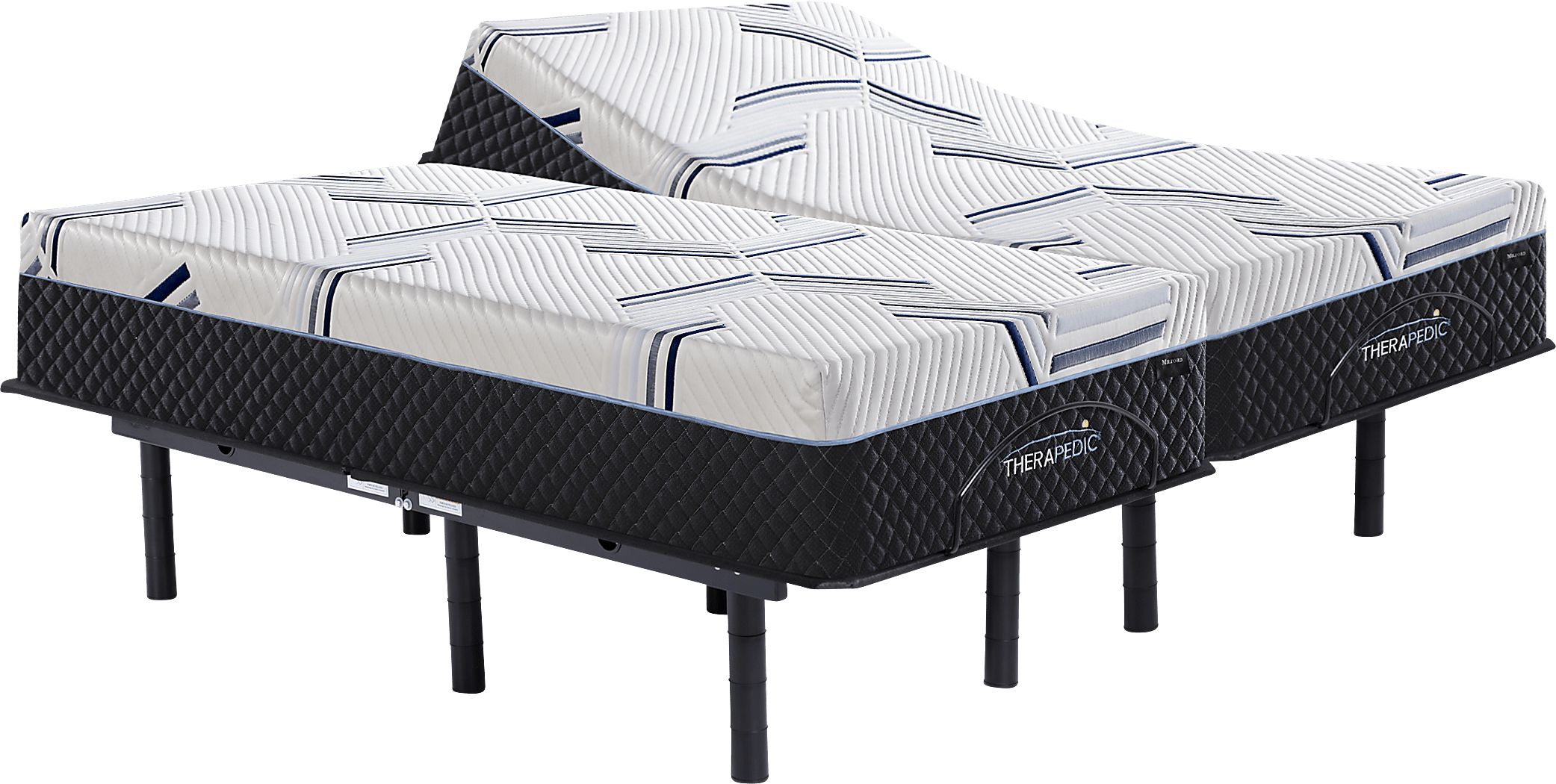 Therapedic Whexley Split King Mattress with Head Up Only Base Rooms To Go