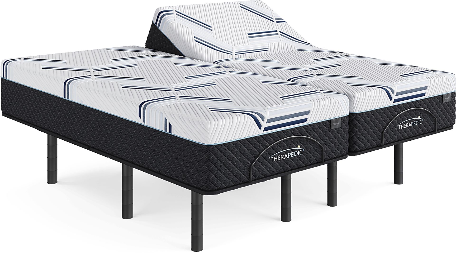 Therapedic Zenith Split King Mattress with Head Up Only Base - Image 1