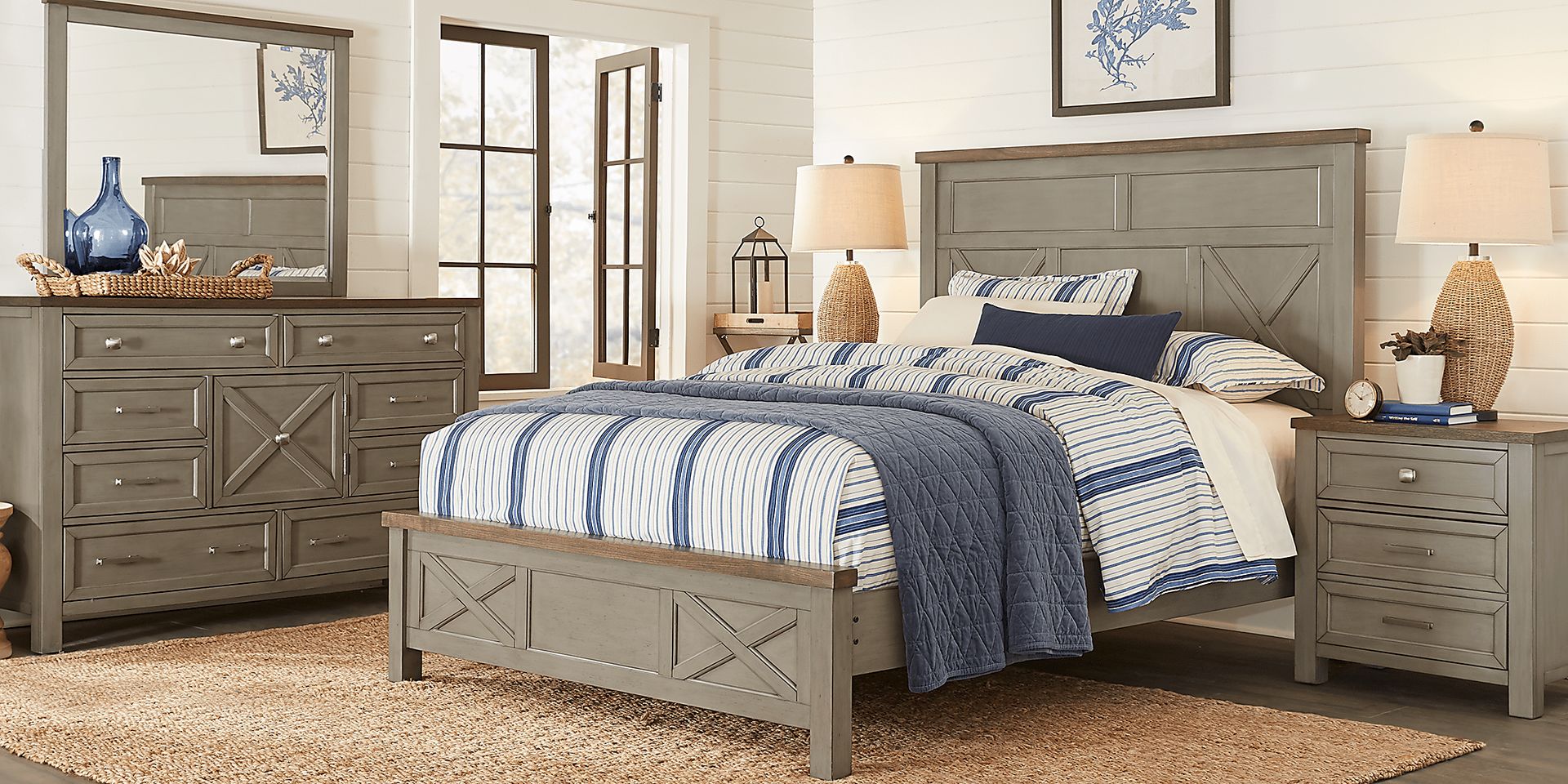 Thistle Ridge Gray 7 Pc King Panel Bedroom - Image 1