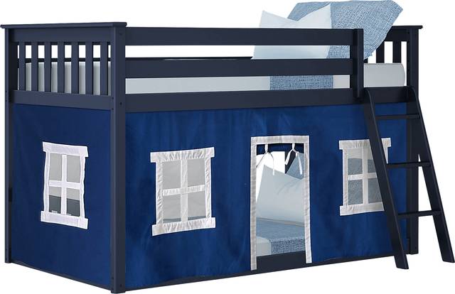 Kids Thorsten Blue Twin/Twin Low Bunk Bed with Blue Tent - Thumbnail - Image 2