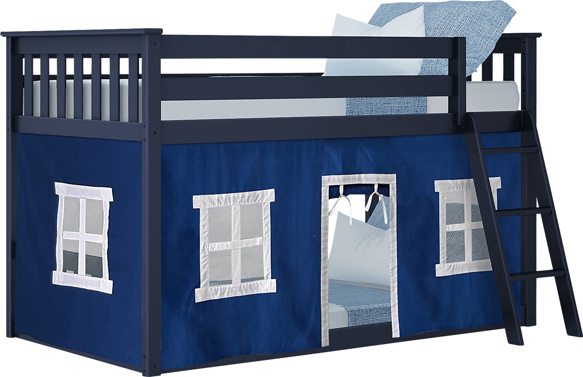 Kids Thorsten Blue Twin/Twin Low Bunk Bed with Blue Tent - Image 2