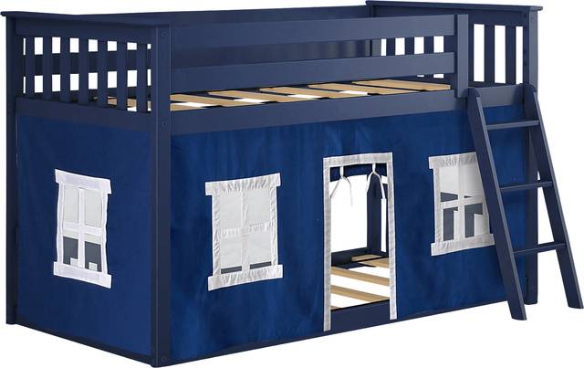Kids Thorsten Blue Twin/Twin Low Bunk Bed with Blue Tent - Thumbnail - Image 4