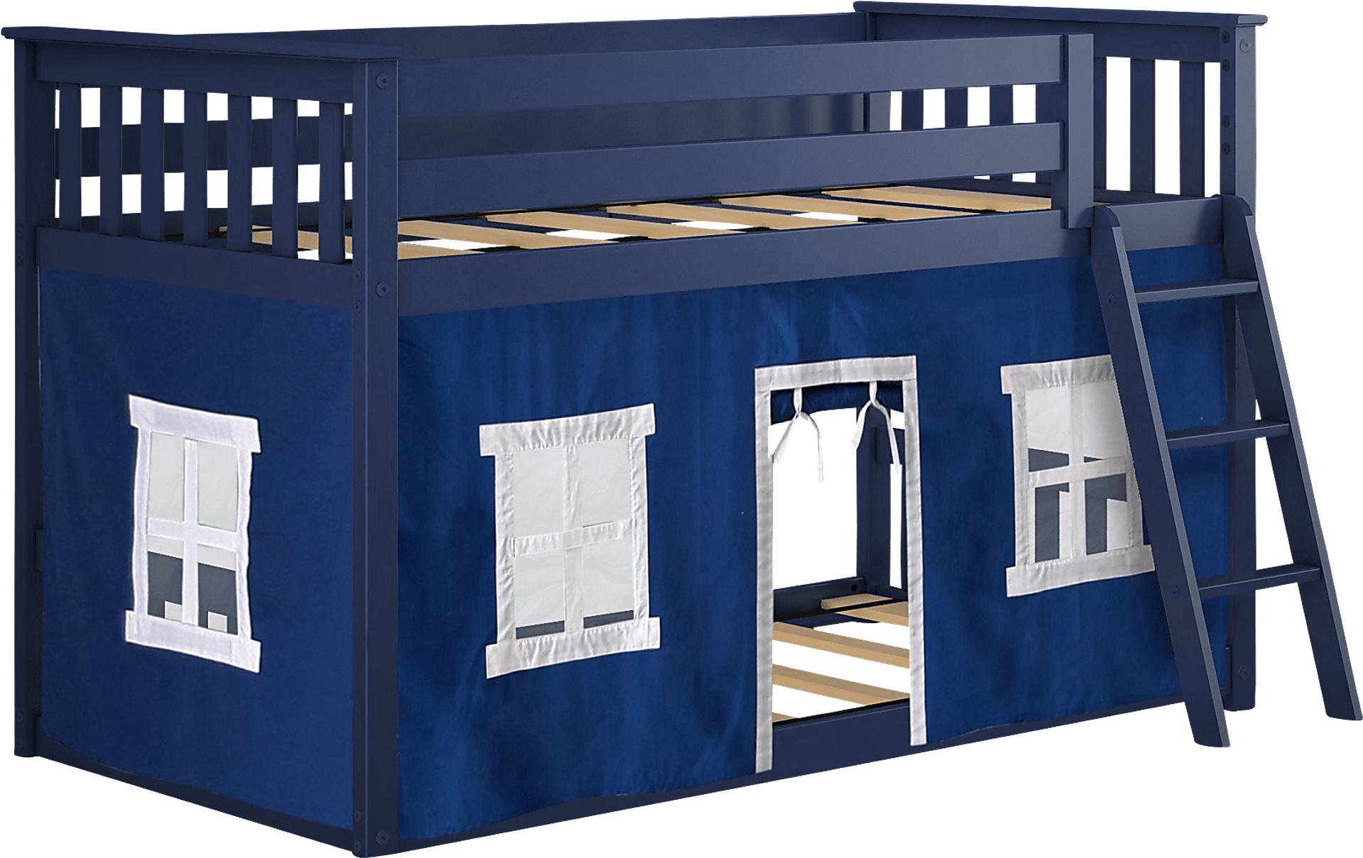 Kids Thorsten Blue Twin/Twin Low Bunk Bed with Blue Tent - Image 4