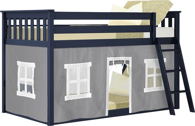 Kids Thorsten Blue Twin/Twin Low Bunk Bed with Gray Tent - Thumbnail - Image 2