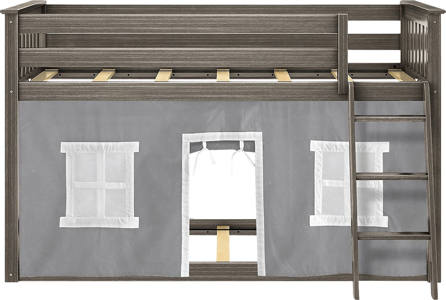 Thorsten Twin/Twin Low Bunk Bed with Gray Tent - Thumbnail 4