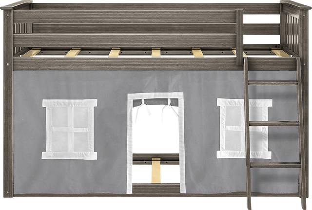 Kids Thorsten Brown Twin/Twin Low Bunk Bed with Gray Tent - Thumbnail - Image 4