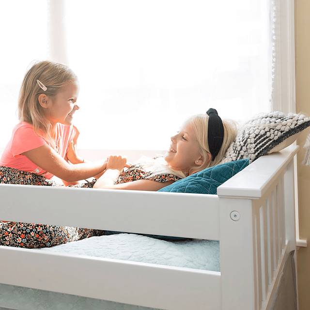 Kids Thorsten White Twin/Twin Low Bunk Bed with Blue Tent - Thumbnail - Image 6
