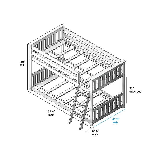 Kids Thorsten White Twin/Twin Low Bunk Bed with Blue Tent - Thumbnail - Image 7