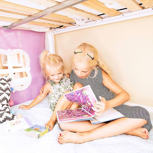 Kids Thorsten White Twin/Twin Low Bunk Bed with Purple Tent - Thumbnail - Image 5