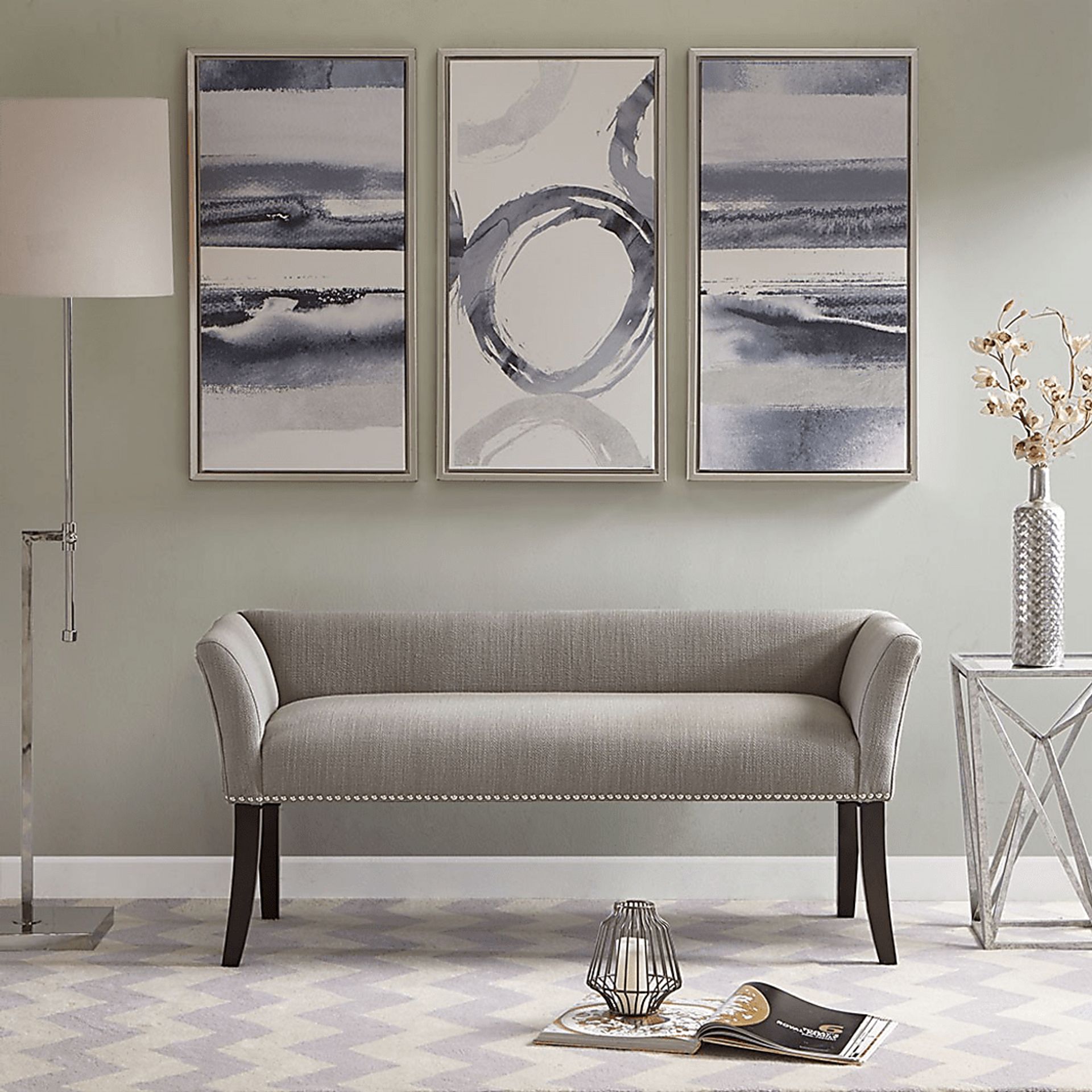 Threepine Gray Accent Bench - Image 7