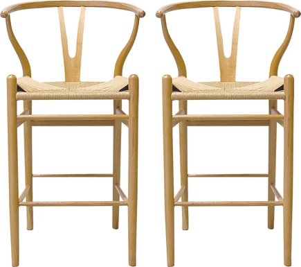 Thyleo Natural Counter Height Stool, Set of 2