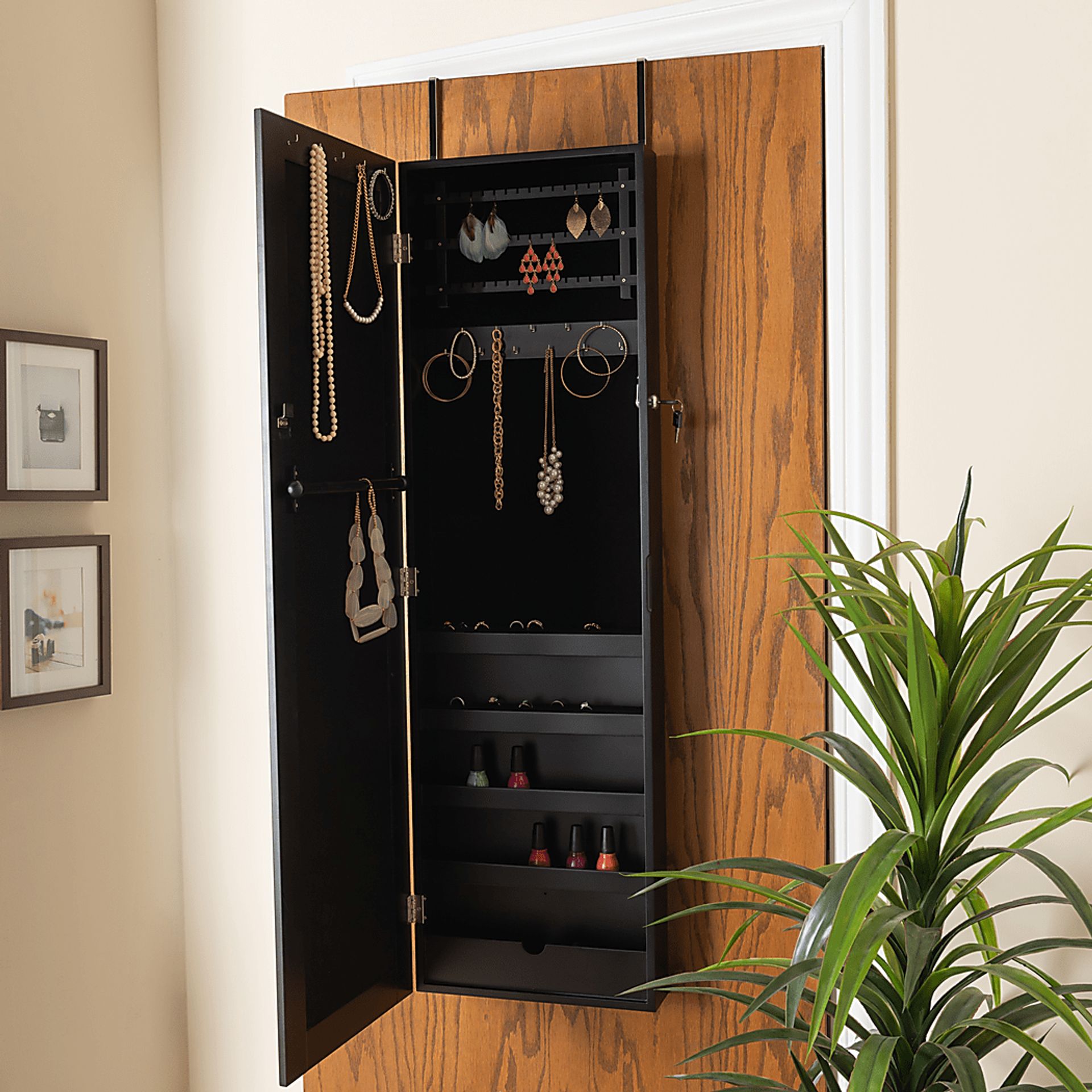 Tifford Black Hanging Jewelry Armoire - Image 6