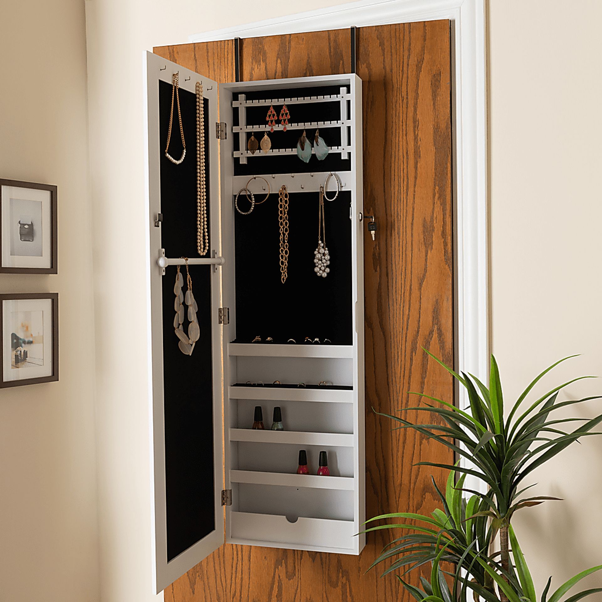 Tifford White Hanging Jewelry Armoire - Image 7