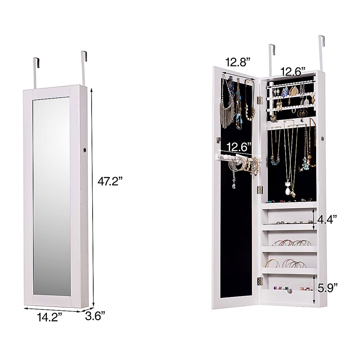 Tifford White Hanging Jewelry Armoire