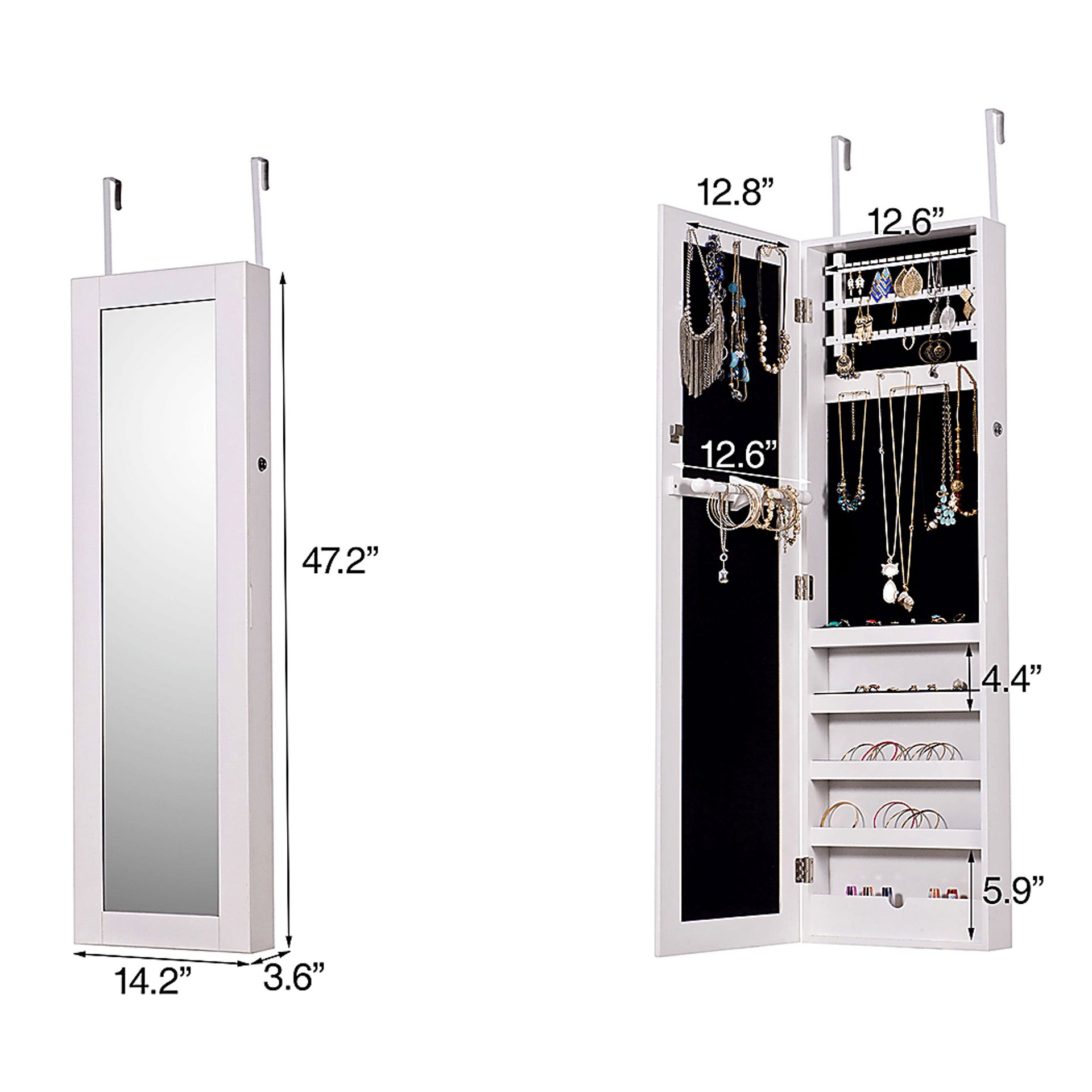 Tifford White Hanging Jewelry Armoire - Image 8
