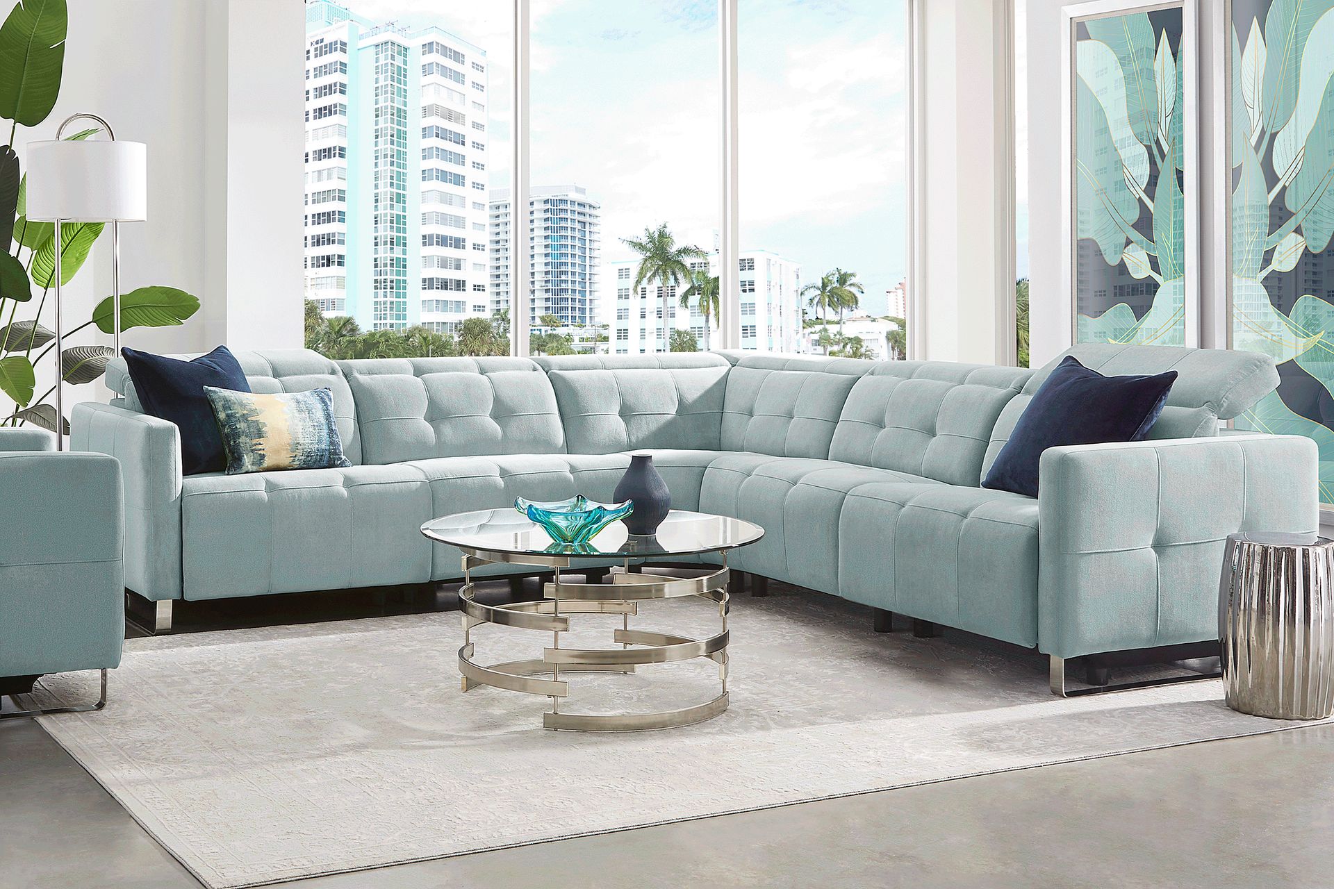 Tifton Park Aqua 5 Pc Dual Power Reclining Sectional - Image 2