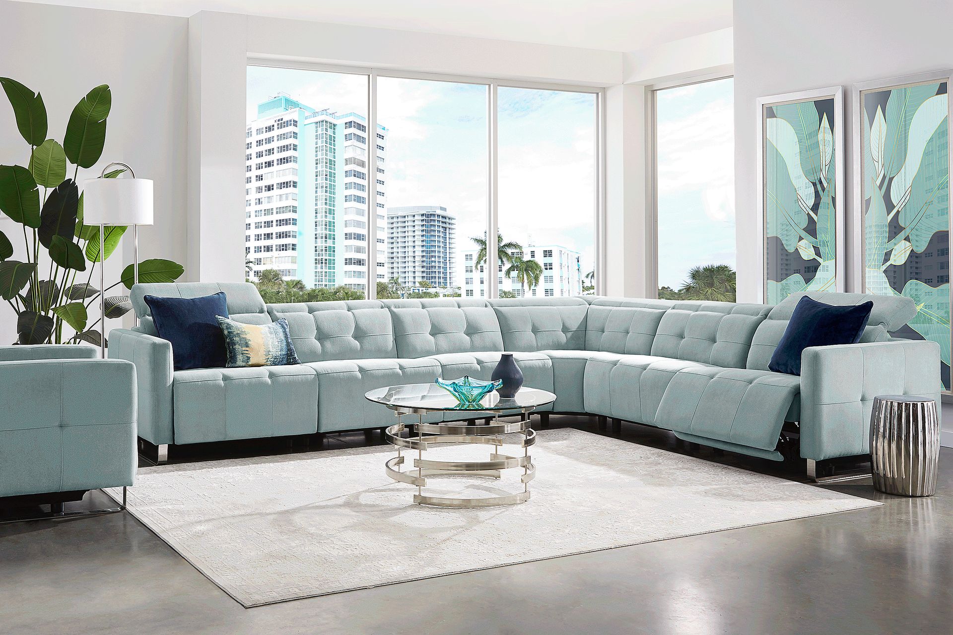 Tifton Park Aqua 6 Pc Dual Power Reclining Sectional - Image 1