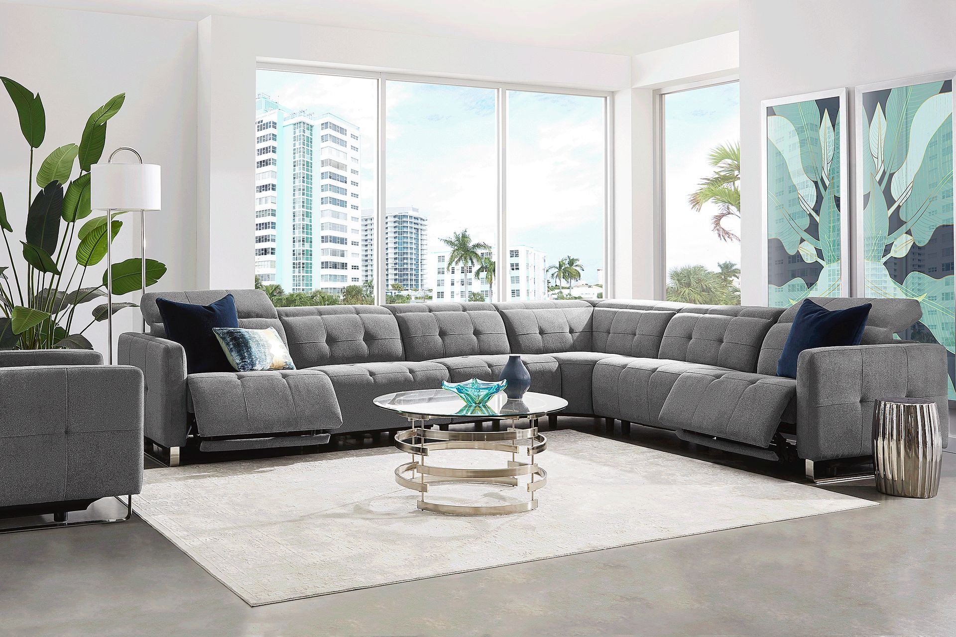 Tifton Park Gray 6 Pc Dual Power Reclining Sectional - Image 1