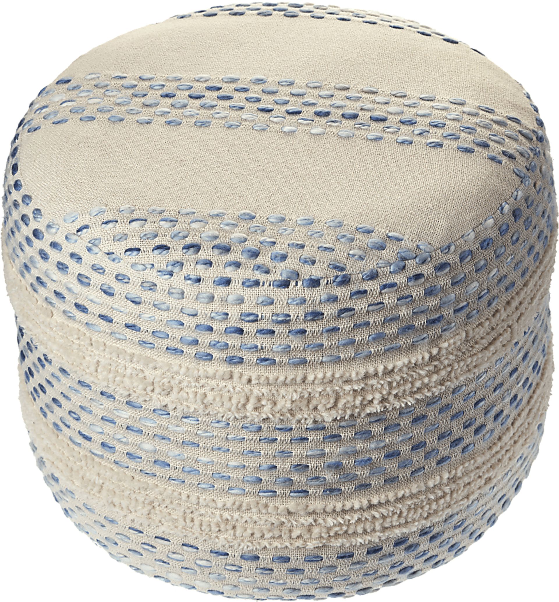 Tilana Blue/Cream Pouf - Image 4