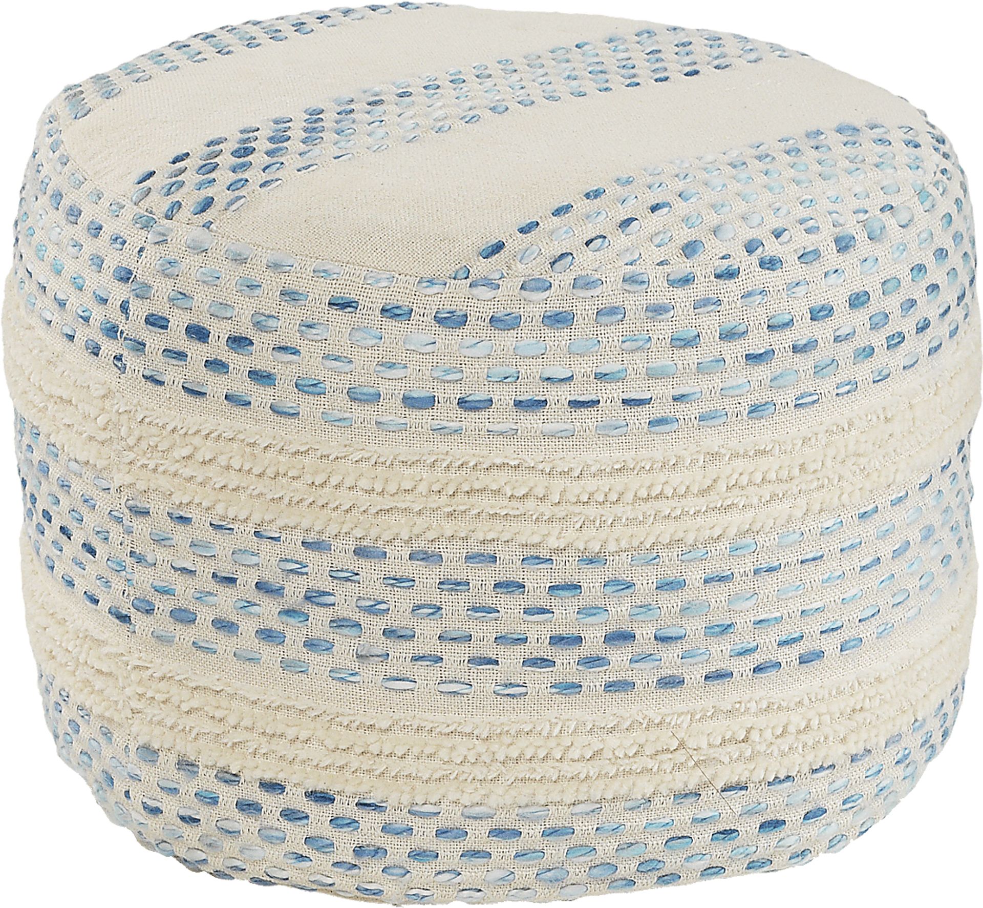 Tilana Blue/Cream Pouf - Image 1