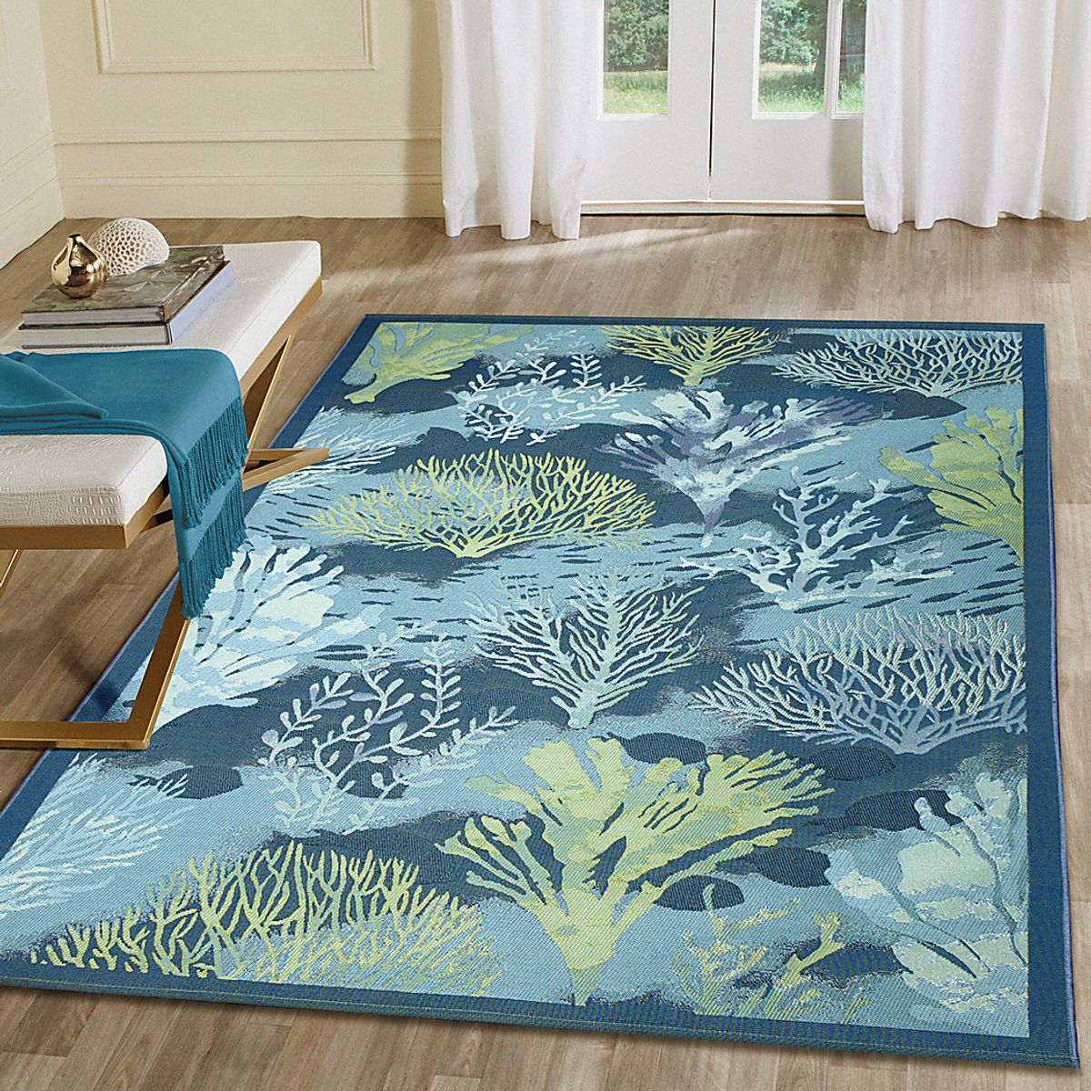 Tillwick Navy Blue Outdoor Rugs | Rooms to Go