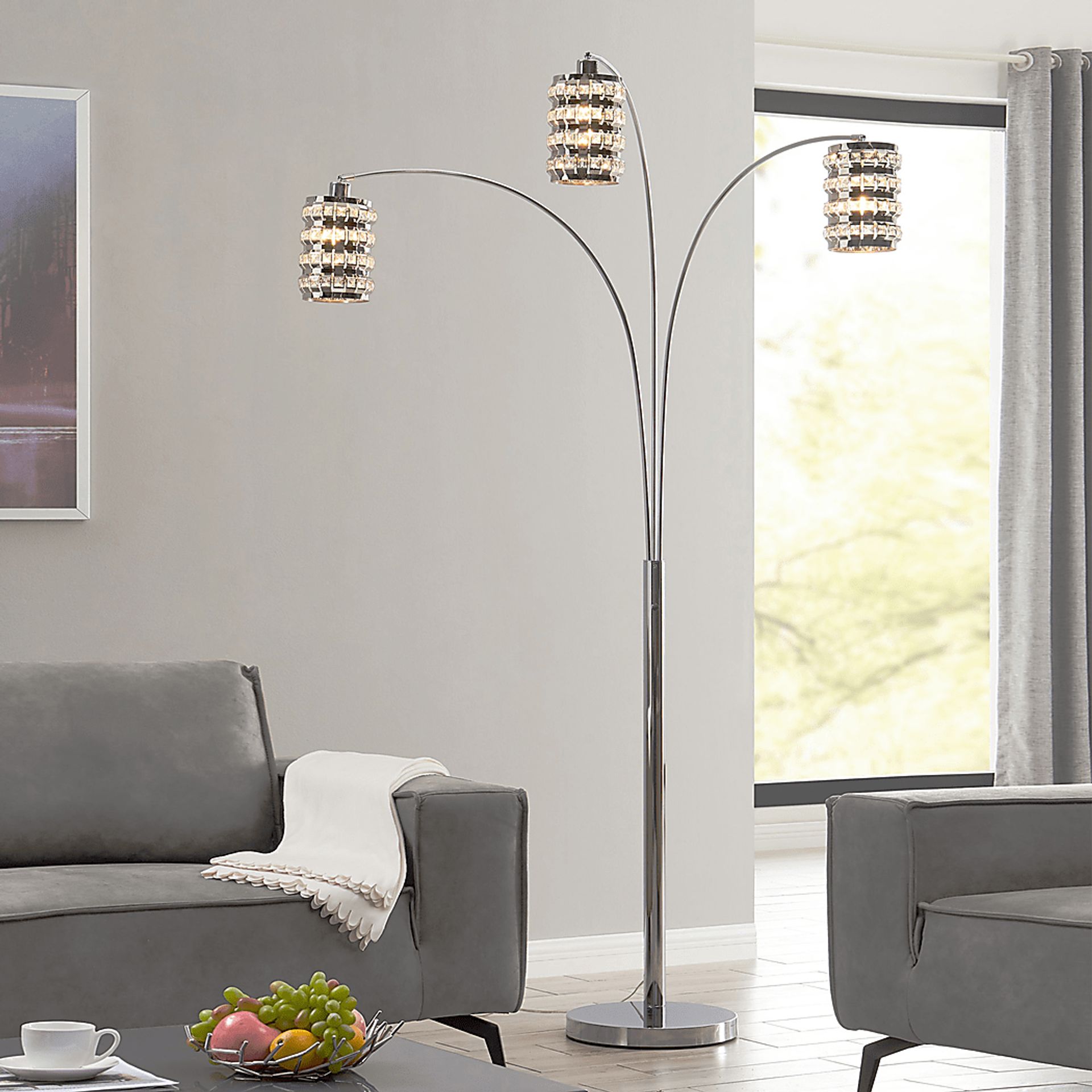 Tilsen Shade Silver Arc Floor Lamp - Image 2