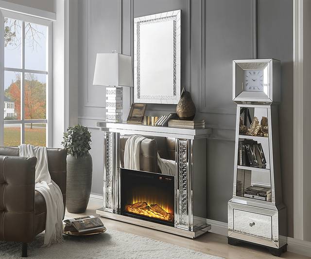 Timberglade Silver 47 in. Console, With Electric Fireplace - Thumbnail - Image 2