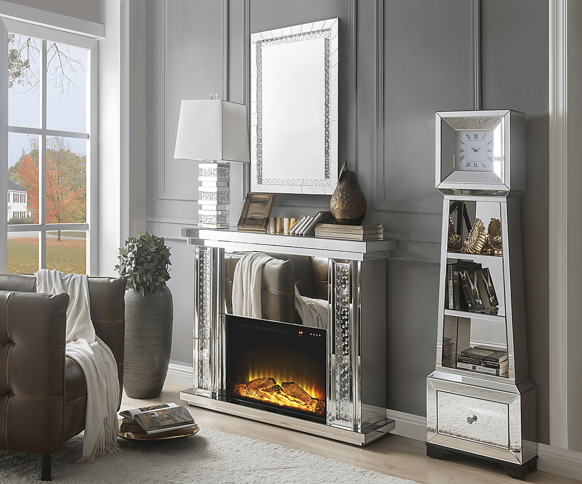 Timberglade Silver 47 in. Console, With Electric Fireplace - Image 2