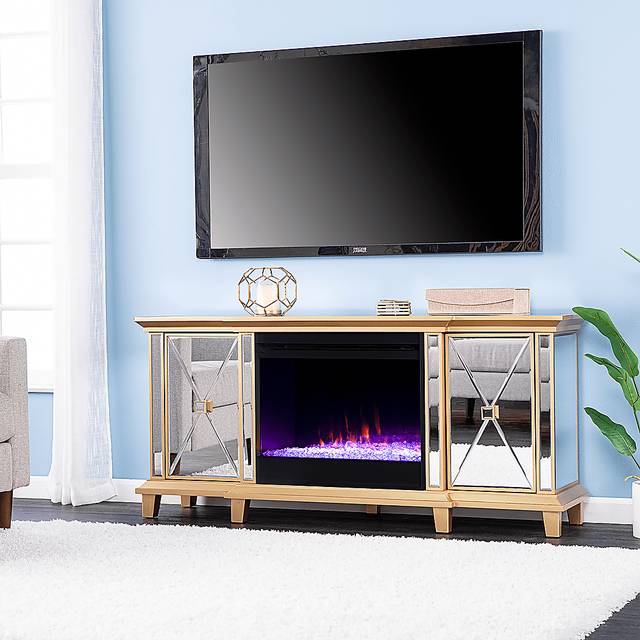 Tingdale I Gold 58 in. Console, With Color Changing Electric Fireplace - Thumbnail - Image 2