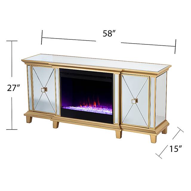 Tingdale I Gold 58 in. Console, With Color Changing Electric Fireplace - Thumbnail - Image 3