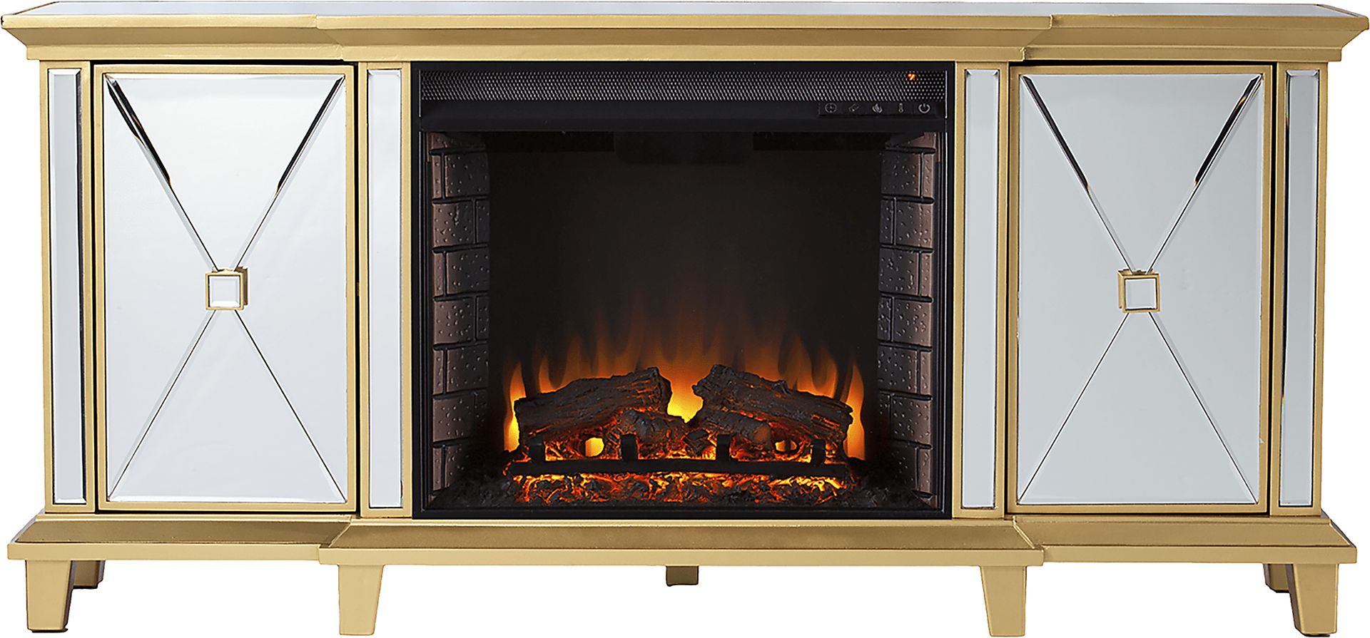 Tingdale II Gold 58 in. Console, With Electric Fireplace - Image 5
