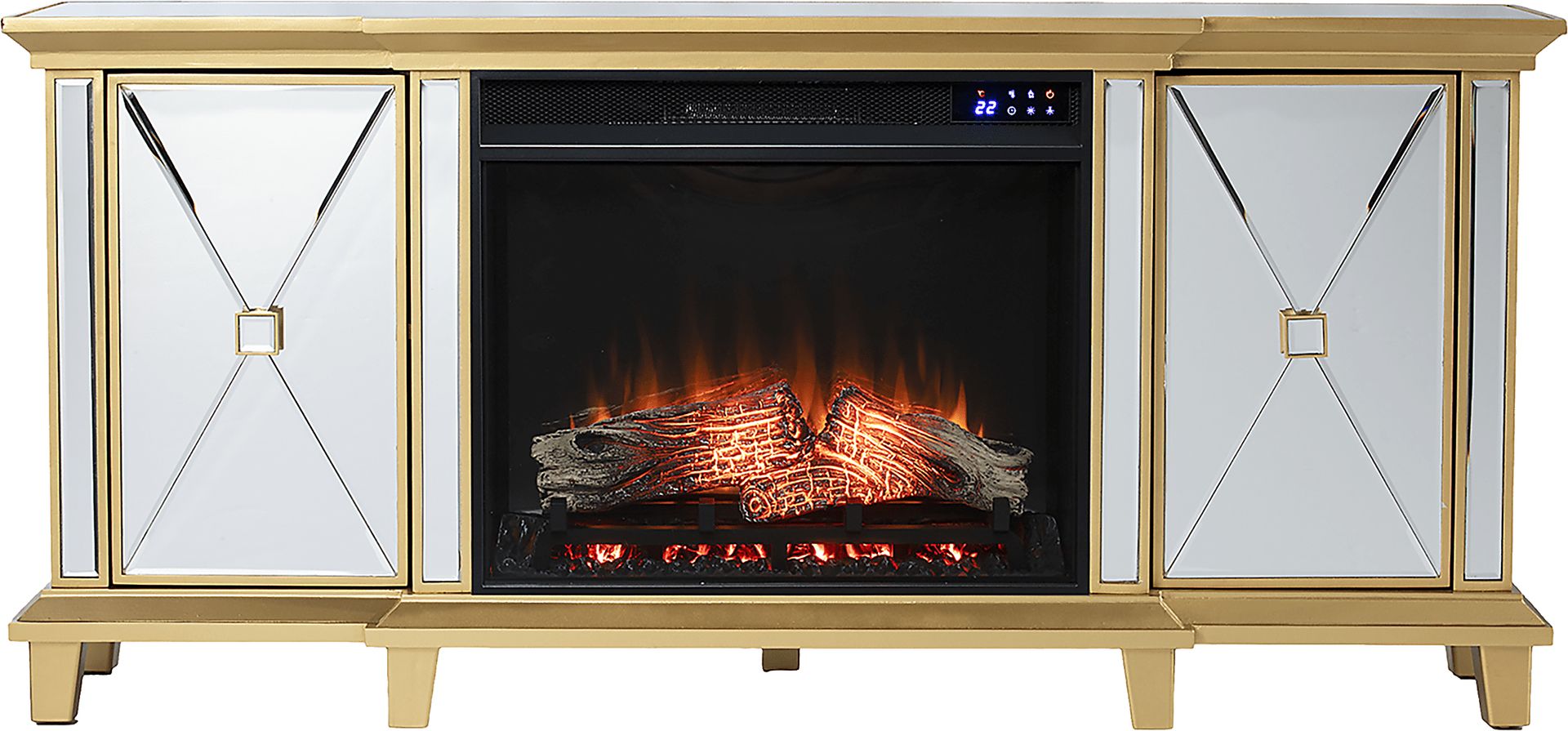 Tingdale IV Gold 58 in. Console, With Electric Fireplace - Image 5