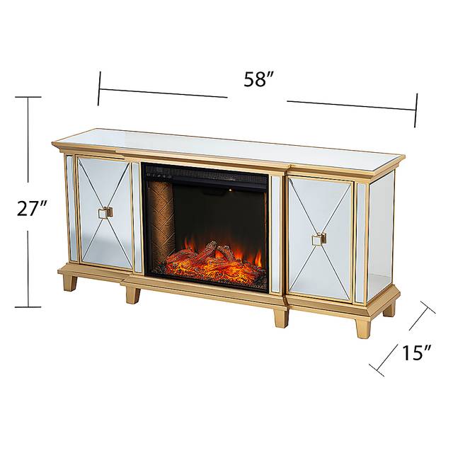 Tingdale III Gold 58 in. Console, With Smart Electric Fireplace - Thumbnail - Image 3
