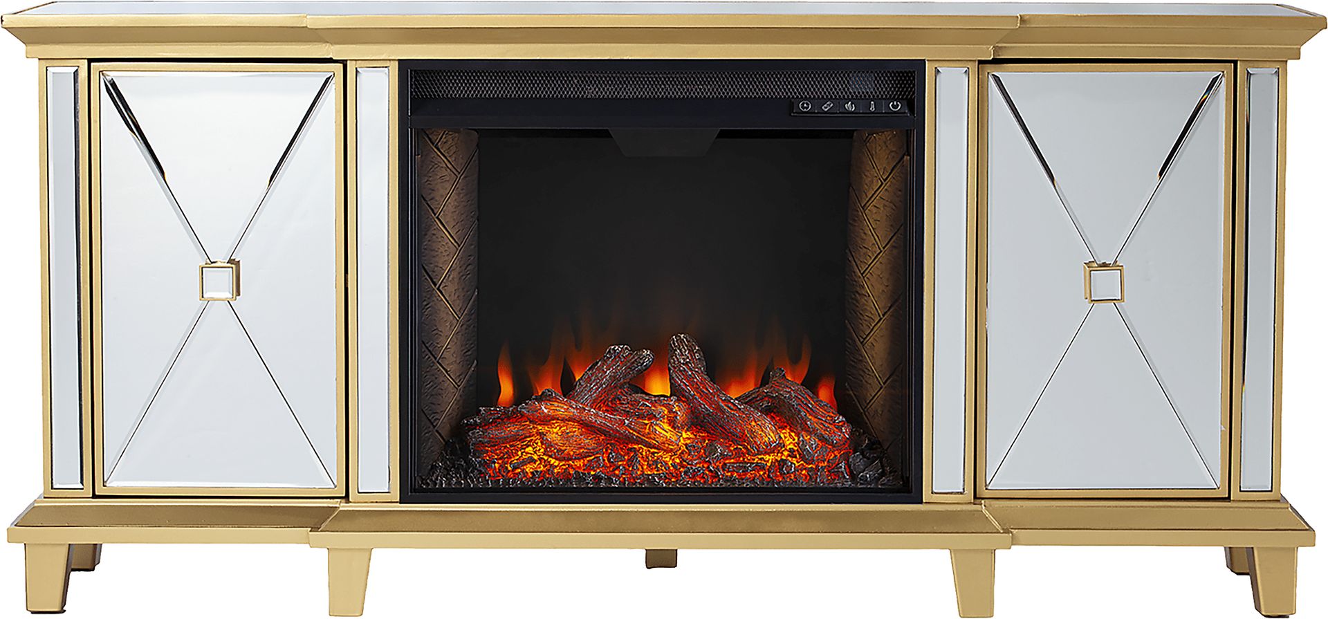 Tingdale III Gold 58 in. Console, With Smart Electric Fireplace - Image 5
