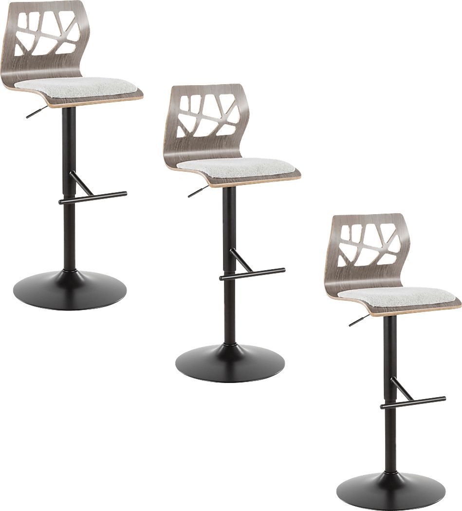 Tirrill II Light Gray Adjustable Swivel Barstool, Set of 3
