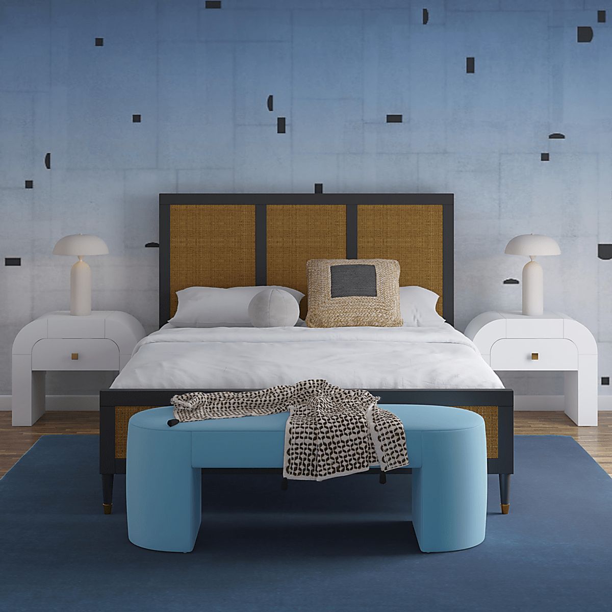 Tirso Light Blue Polyester Fabric Accent Bench | Rooms to Go