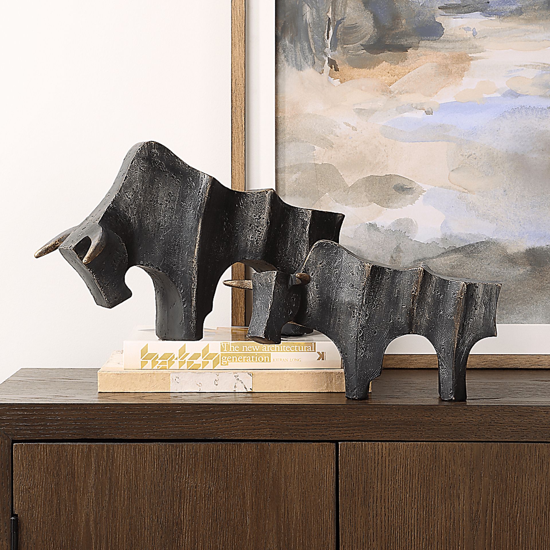 Tishi Bronze Sculpture, Set of 2 - Image 3