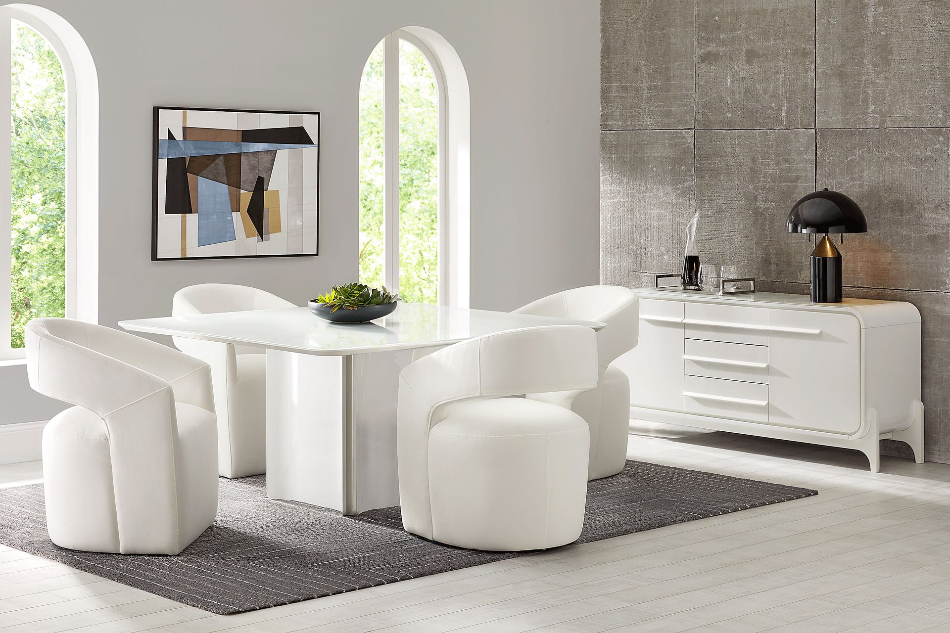 Tobian White 5 Pc Dining Room With Cascade Park Dining Chair - Image 1