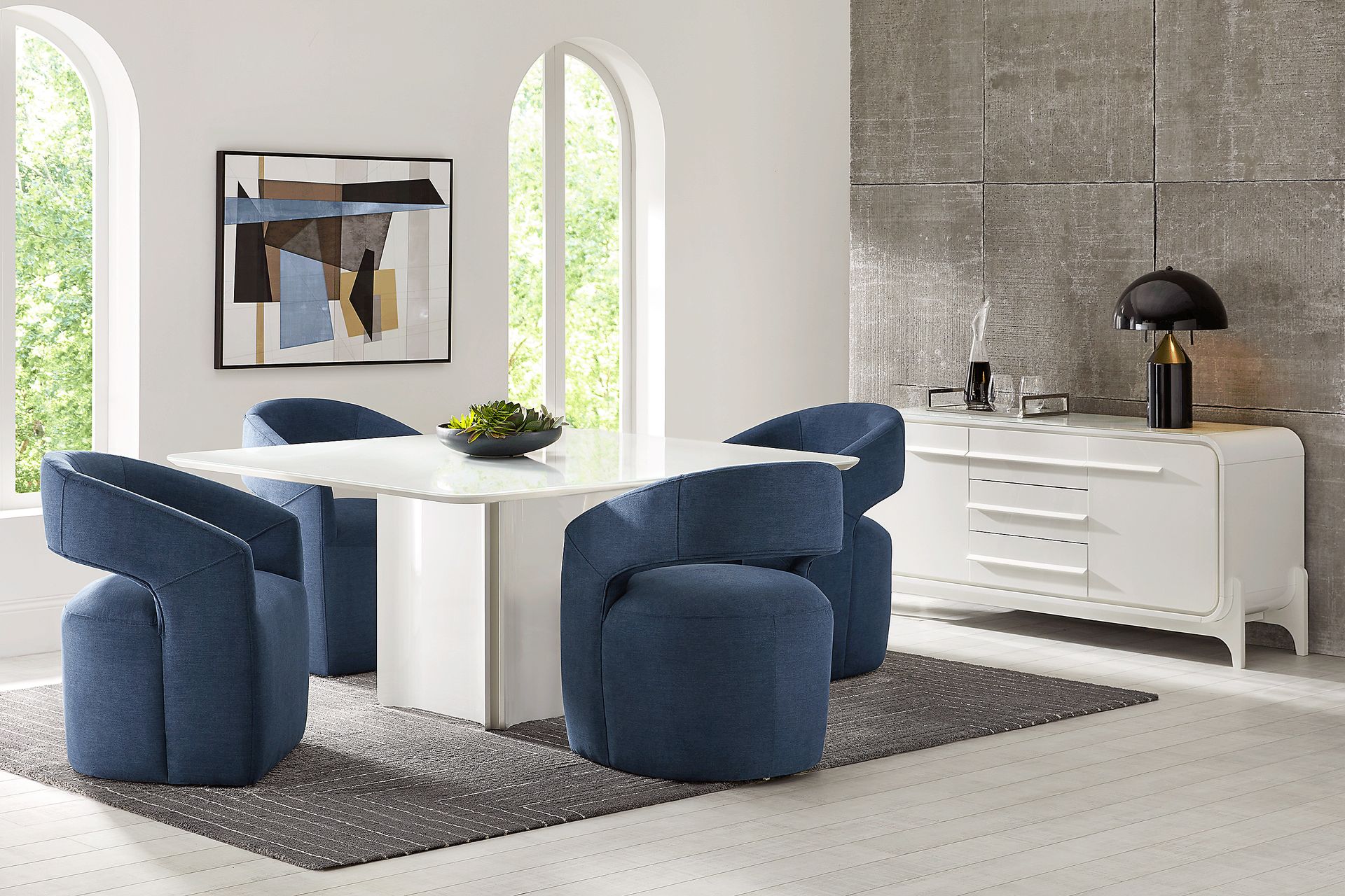 Tobian White 5 Pc Dining Room With Cascade Park Dining Chair - Image 1