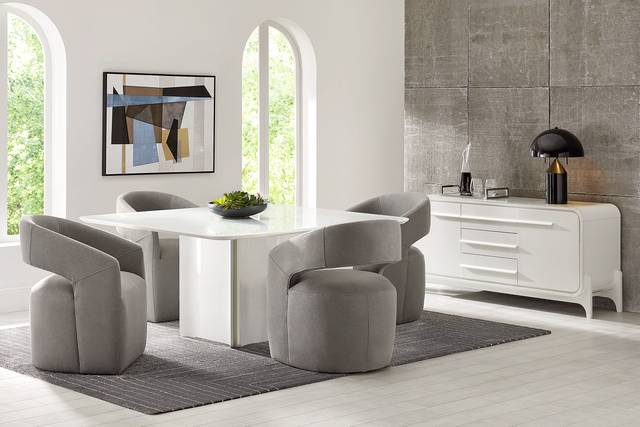 Tobian White 5 Pc Dining Room With Cascade Park Dining Chair - Thumbnail - Image 1