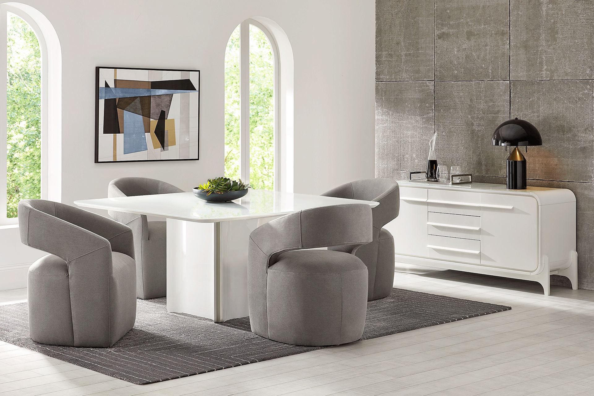 Tobian White 5 Pc Dining Room With Cascade Park Dining Chair - Image 1