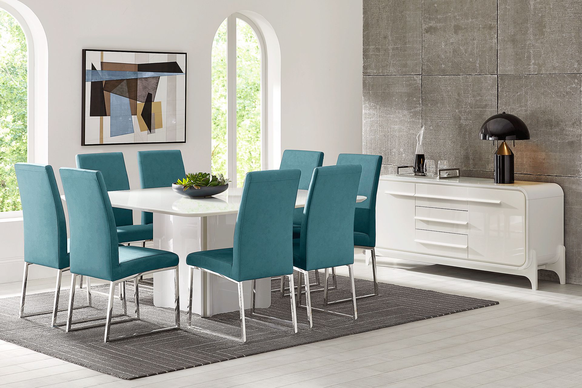Tobian White 5 Pc Dining Room with Jules Side Chairs - Image 1
