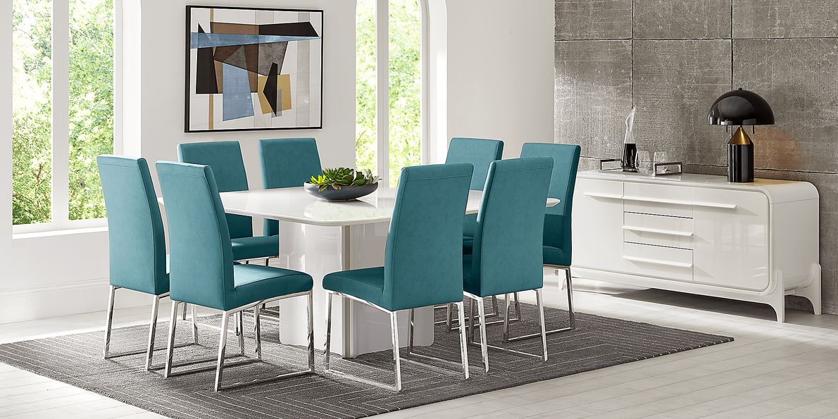 Tobian 5 Pc White Colors,White Blue Dining Room Set With Square Dining